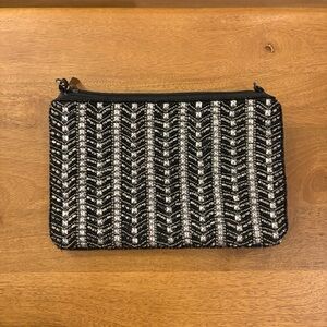 Primark Black and White Beaded Patterned Clutch